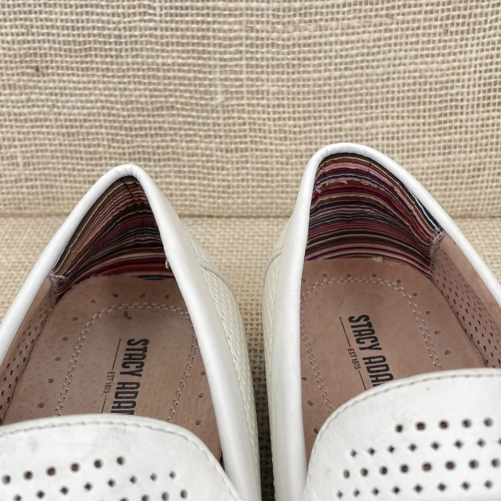 Stacy Adams‎ Mens White Perforated Penny Loafers Driving Mocs 11 M 25513-100